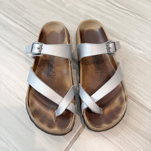 Betula Birkenstock Mayari Leather Strap Sandals in Silver Brown Summer Size 7 - Picture 10 of 10